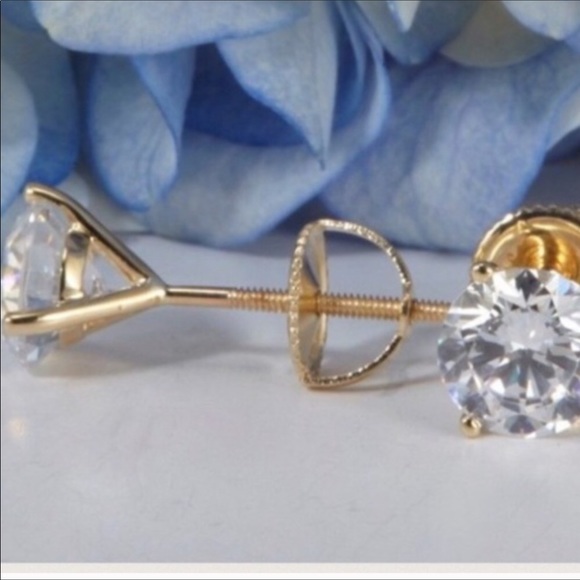 3.0CT Simulated Diamond 14K Gold Martini Studs - Picture 7 of 8